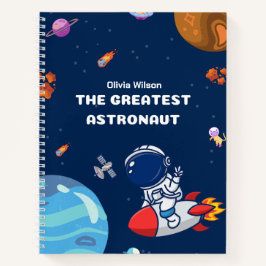Weltraumflugzeuge und Planeten in blauem Personali Notizbuch