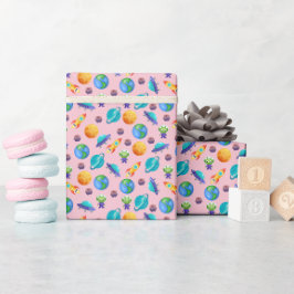 Weltraumforscher auf Light Pink Geschenkpapier