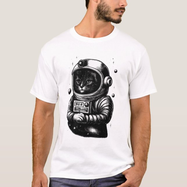 Weltraumforscher-Katze mit Helm T-Shirt (Vorderseite)