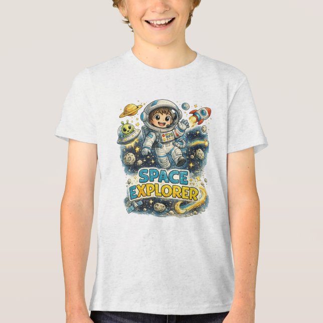 Weltraumforscher Tri-Blend Shirt (Vorderseite)