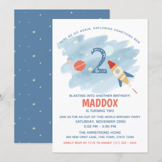 Weltraumforschung zum zweiten Geburtstag Einladung