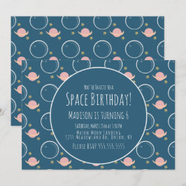 Weltraumgalaxie Asteroid Gold Stars Geburtstag Einladung