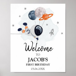 Weltraumgalaxie Astronautin Junge Geburtstag Willk Poster