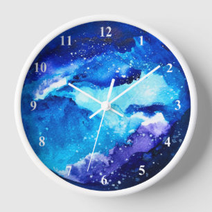 Weltraumgalaxie Blaue Planetenfarbe Uhr