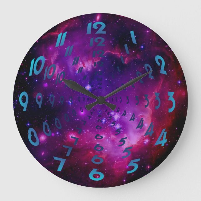 Weltraumgalaxie / Nebula-Wurmloch-Zahlen Große Wanduhr (Vorderseite)