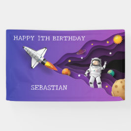 Weltraumgalaxie-Planeten-Junge Geburtstagsparty Banner
