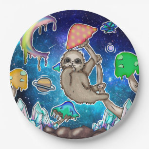 Weltraumgalaxie Sloth Cosmic Mushrooms Weiße Kris Pappteller