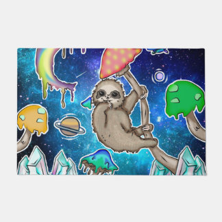 Weltraumgalaxie Sloth Cosmic Mushrooms Weiße Krist Fußmatte