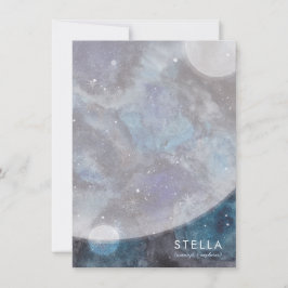 Weltraumgalaxie und Mond Personalisierte Kinder Mitteilungskarte