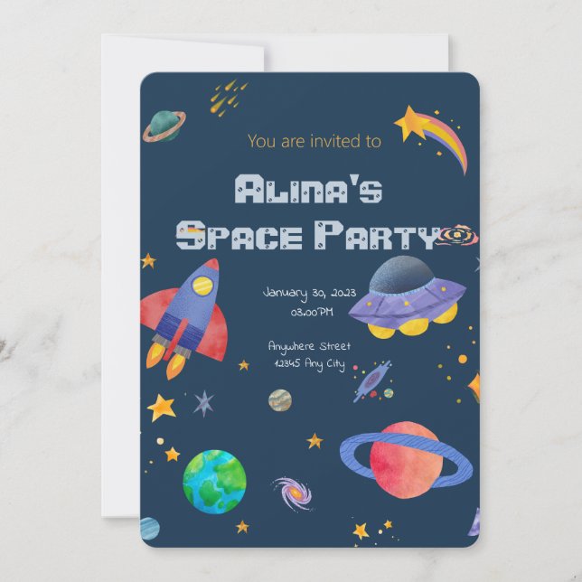 Weltraumgeburtseinladung Einladung (Vorderseite)