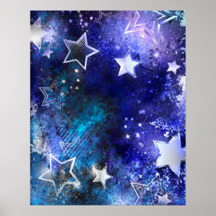 Weltraumhintergrund mit Sternen Poster