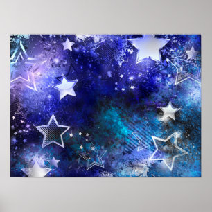 Weltraumhintergrund mit Sternen Poster