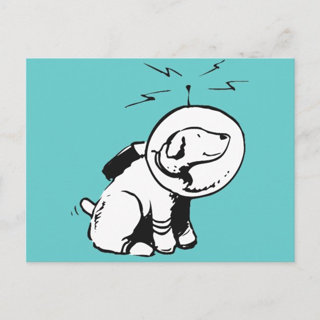 Weltraumhund Postkarte (Vorderseite)