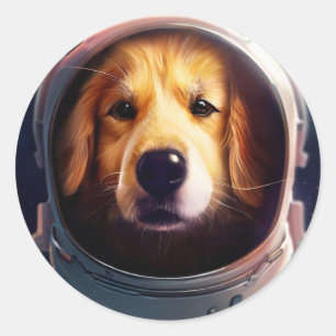 Weltraumhund Runder Aufkleber