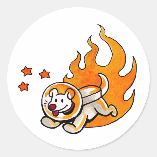 Weltraumhund Runder Aufkleber (Vorderseite)