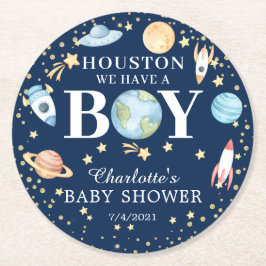 Weltraumjunge Babydusche Runder Pappuntersetzer
