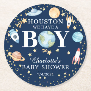 Weltraumjunge Babydusche Runder Pappuntersetzer