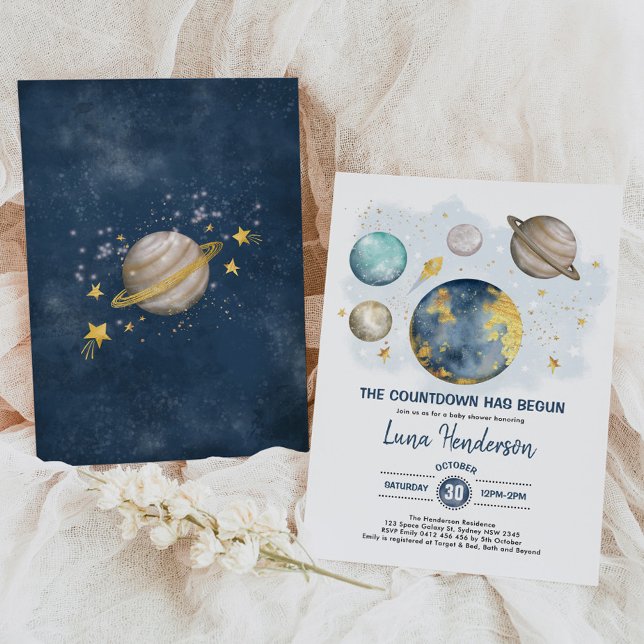 Weltraumjunge Babyduschmaschine Stars Galaxy Navy Einladung (Von Creator hochgeladen)