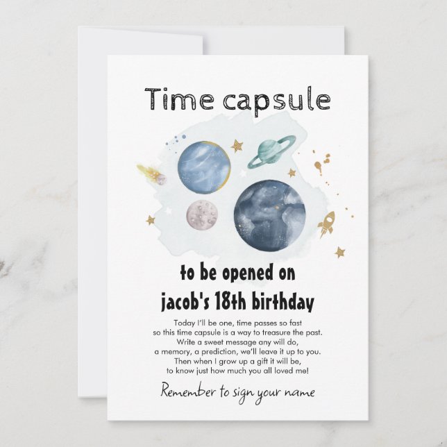 Weltraumkapsel Erste Geburtstagsparty Einladung (Vorderseite)