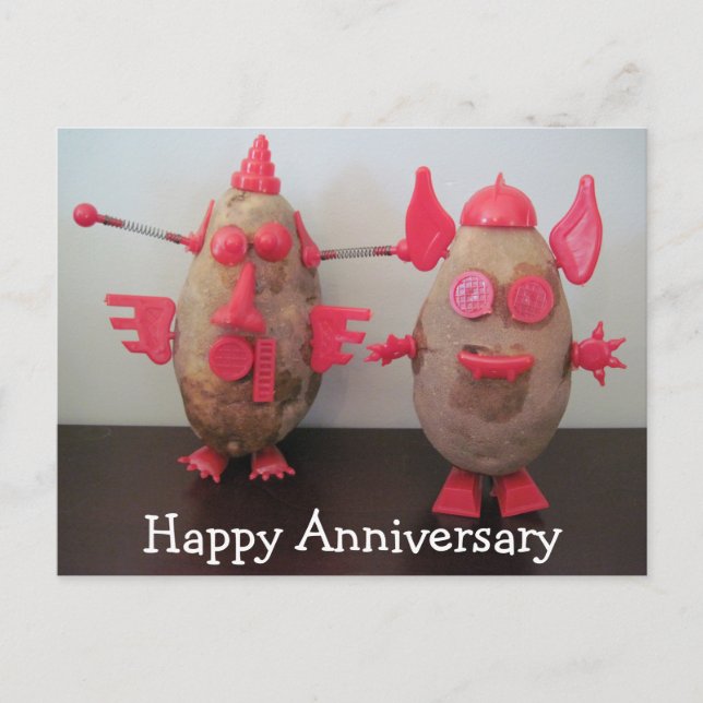Weltraumkartoffeln Happy Jubiläum Postkarte (Vorderseite)