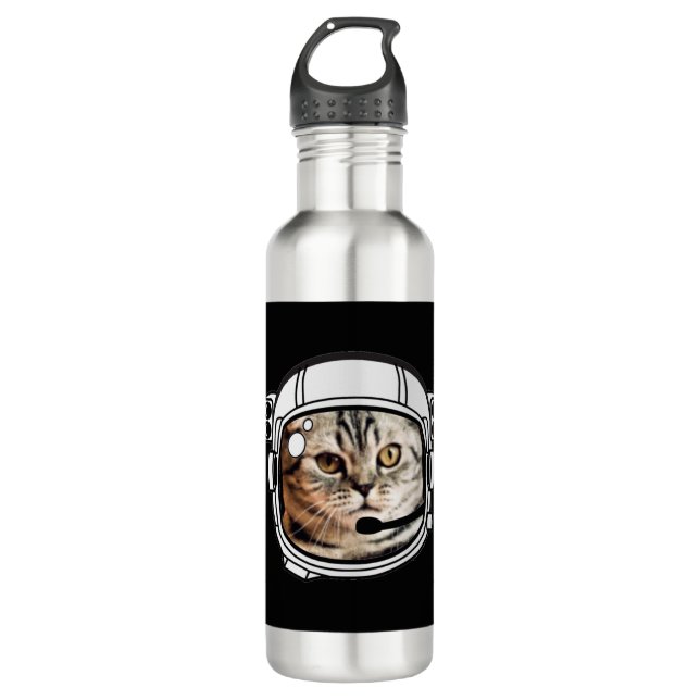 Weltraumkatze Edelstahlflasche (Vorderseite)