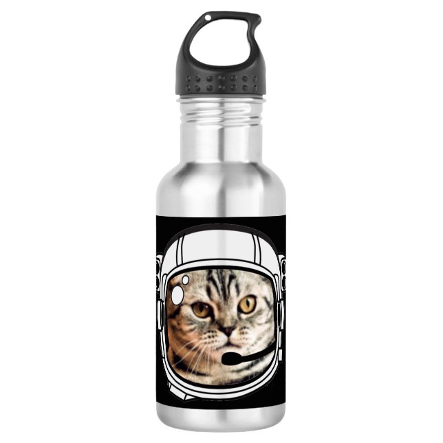 Weltraumkatze Edelstahlflasche (Vorderseite)