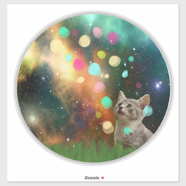 Weltraumkatze im Hinterhof Vinyl-Aufkleber Aufkleber (Blatt)