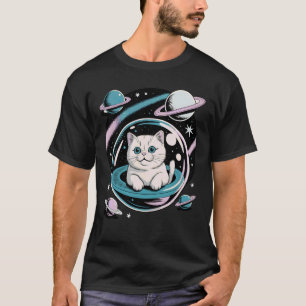 Weltraumkatze in Bubble UFO Retro Sci-Fi-Galaxie K T-Shirt