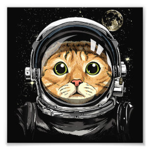 Weltraumkatze Kitty Astronaut Tiergesicht Galaxie Fotodruck