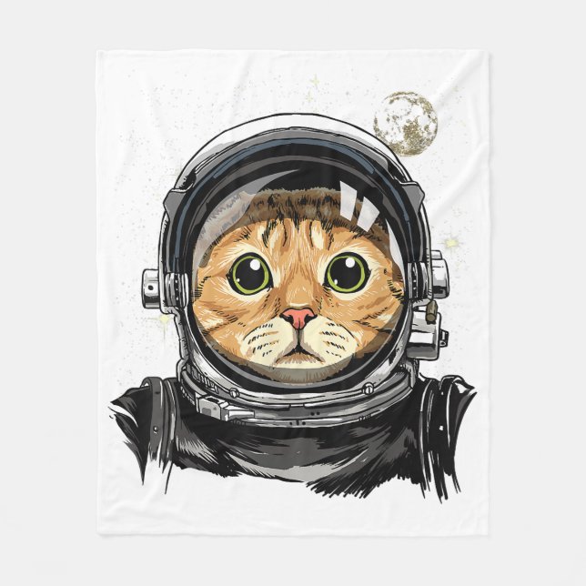 Weltraumkatze Kitty Astronaut Tierschaum Galaxie Fleecedecke (Vorderseite)