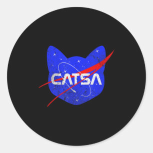 Weltraumkatze Lustiges Universum Catsa Runder Aufkleber