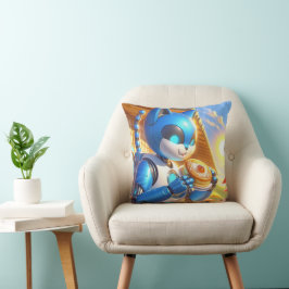Weltraumkatze mit Donut Kissen