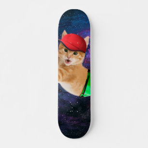 Weltraumkatze mit Kappen und Fanpackung Skateboard