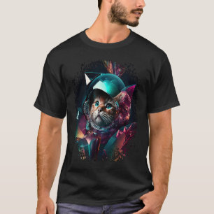 Weltraumkatze mit kristallenem Weltraumhelm T-Shirt