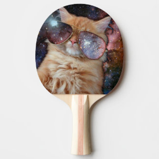 Weltraumkatze mit Sonnenbrille Tischtennis Schläger