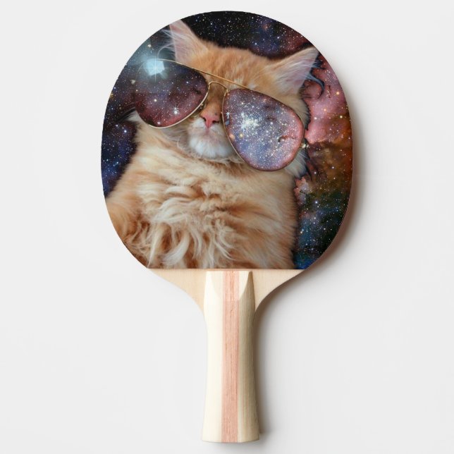 Weltraumkatze mit Sonnenbrille Tischtennis Schläger (Vorderseite)