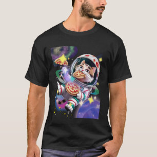 Weltraumkatze Pizza Essen Pizza Galaxie Laser Auge T-Shirt