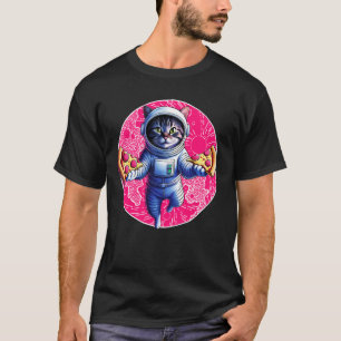 Weltraumkatze Pizza Liebhaber Astronaut Lustig T-Shirt