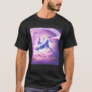Weltraumkatze reitet auf Einhorn Laser-Tacos und T-Shirt