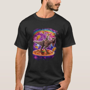 Weltraumkatze reitet Dinosaurier rex Einhorn auf P T-Shirt