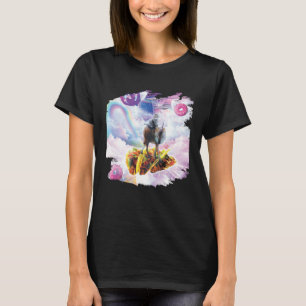 Weltraumkatze reitet Wolf Einhorn Taco & Donut T-Shirt