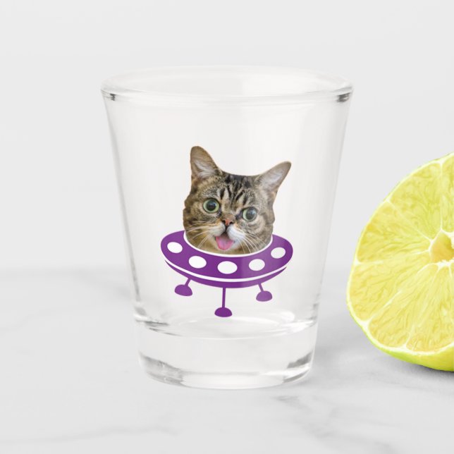 Weltraumkatze Schnapsglas (Vorderseite)