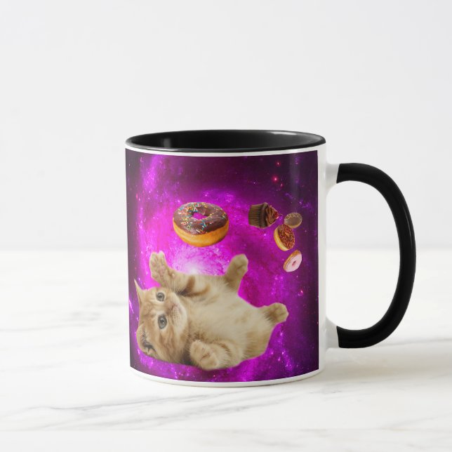 Weltraumkatze und die fliegenden Donuts Tasse (Rechts)
