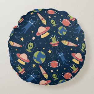 Weltraumkatzen Rundes Kissen