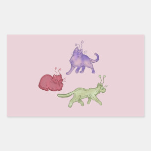 Weltraumkatzen Whimsical Space Cat Lustige Sci-Fi Rechteckiger Aufkleber