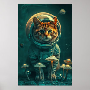 Weltraumkatzenträume in Retro-Reichen Poster
