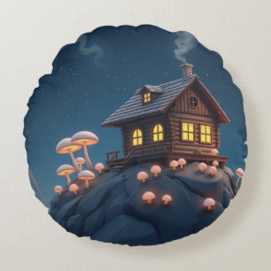 Weltraumkernkissen mit Pilzen   Cozy Gal Rundes Kissen