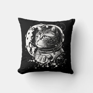 Weltraumkitty mit dem Mond. Astronaut Kissen