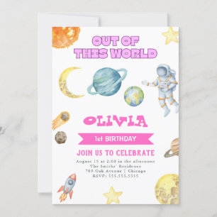 Weltraummädchen zum Geburtstag Einladung für alle 