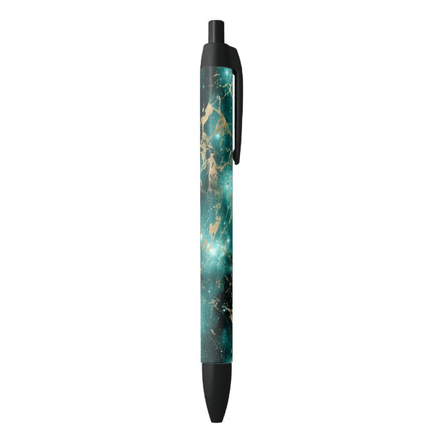 Weltraummarmor Black Green Starry Night Golden Kugelschreiber (Unterseite (Vertikal))
